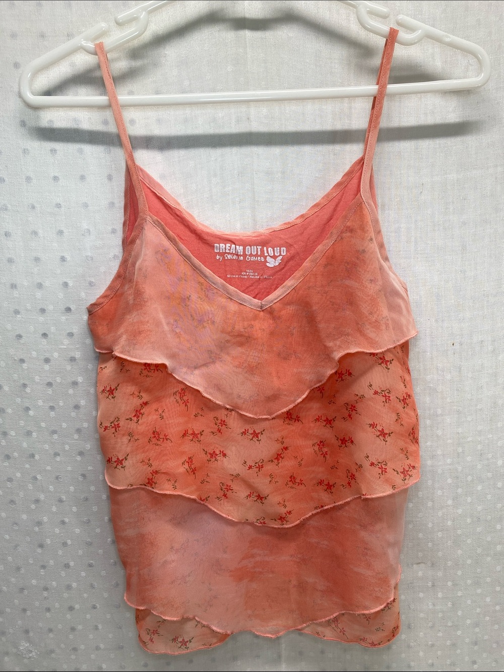 Selena Gomez Coral Tiered Floral Camisole Y2K Style Fairycore